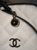 Chanel White Canvas Calfskin Tennis Racket Mini Bag