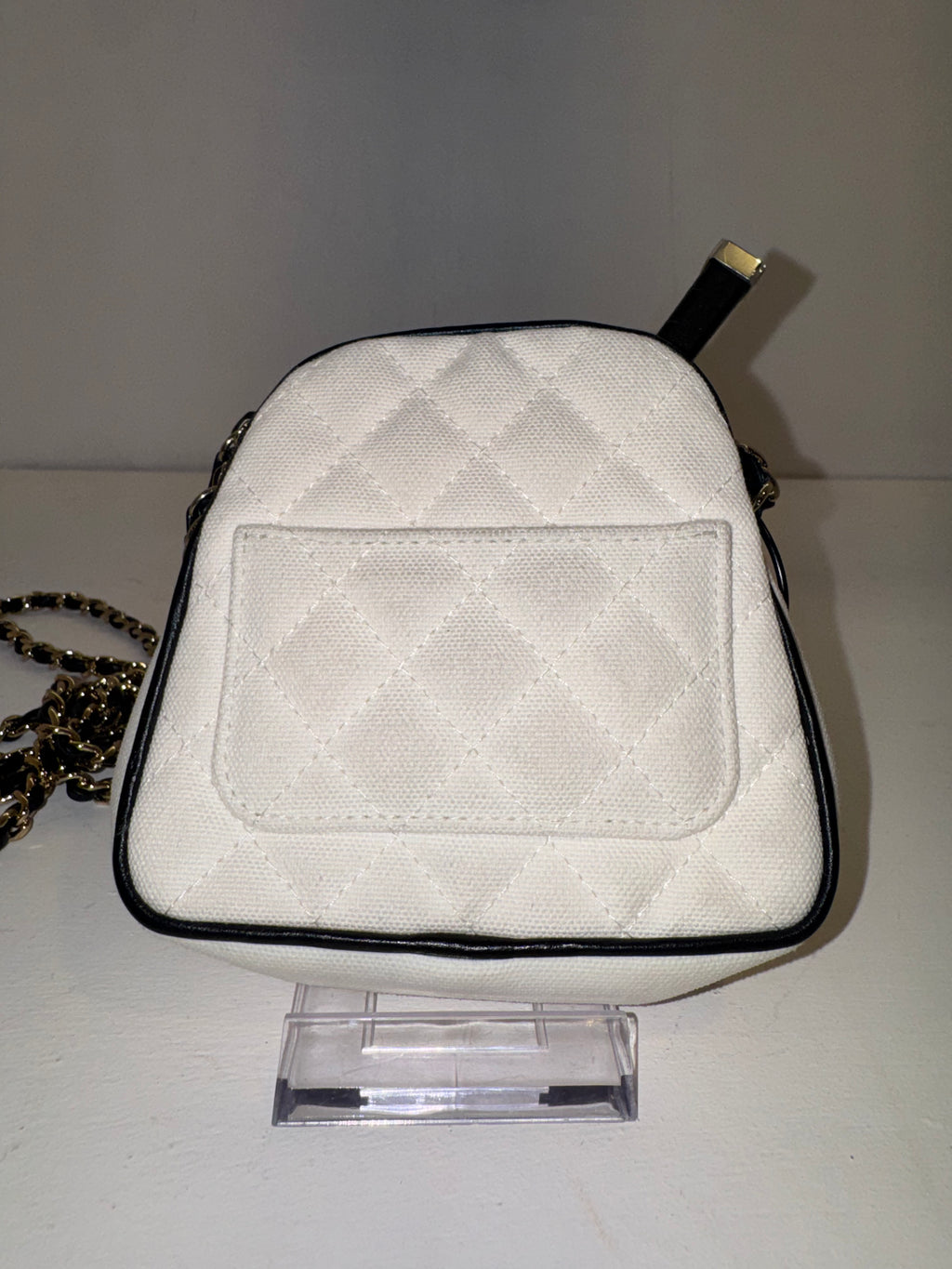 Chanel White Canvas Calfskin Tennis Racket Mini Bag