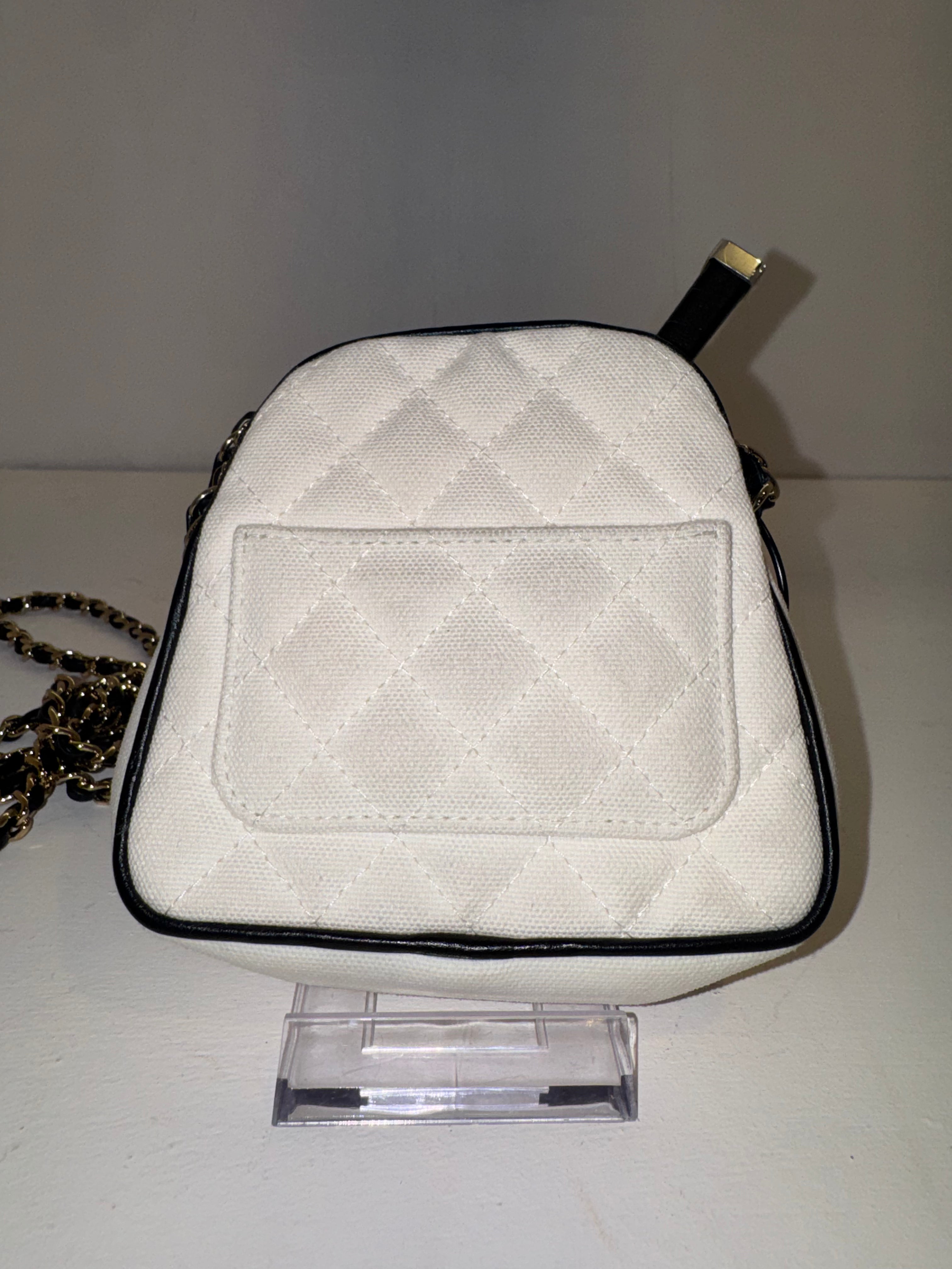Chanel White Canvas Calfskin Tennis Racket Mini Bag