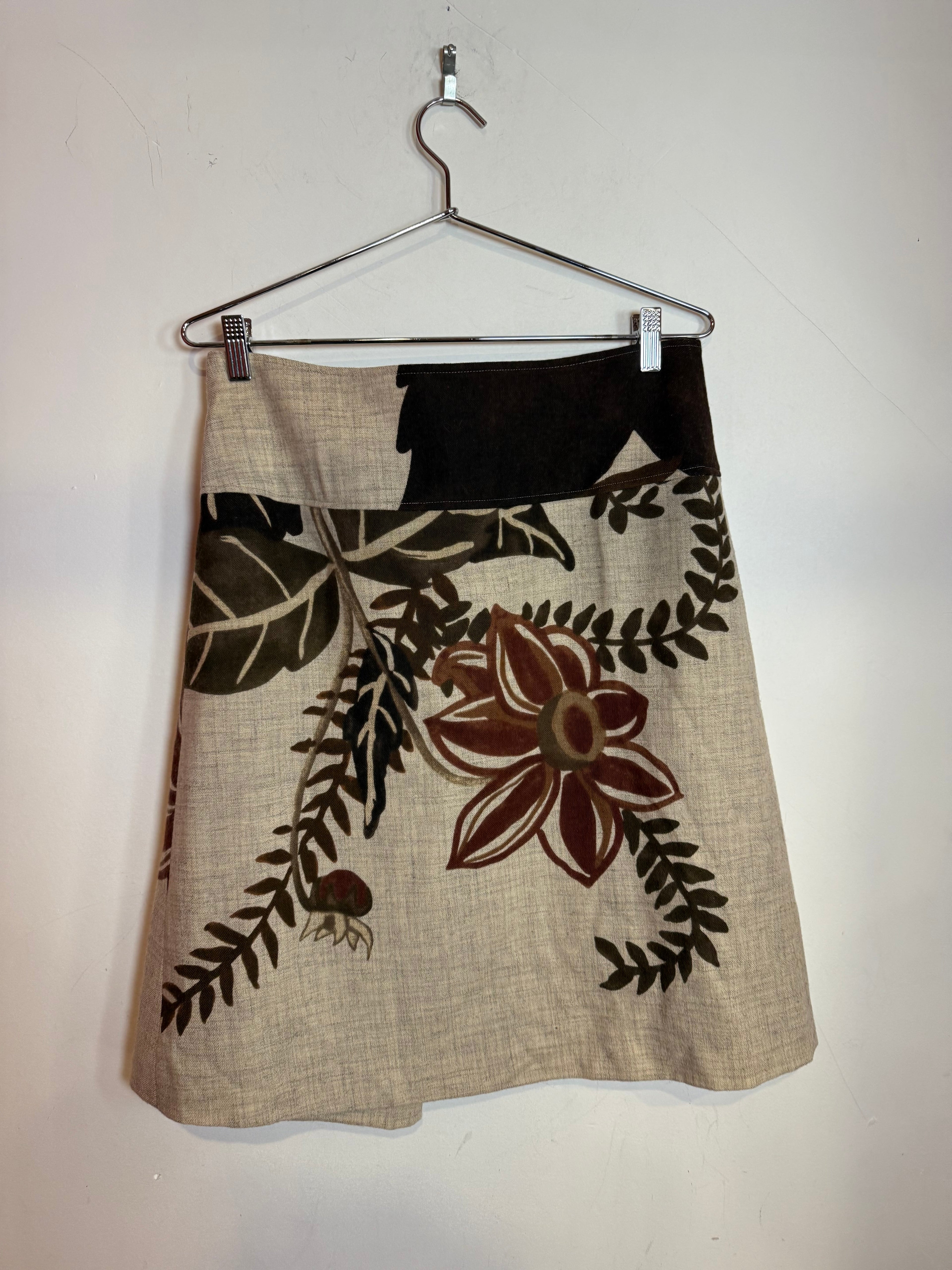 Dries Van Noten Silk Blend Floral Tie Waist Wrap Skirt Size 40 Women's