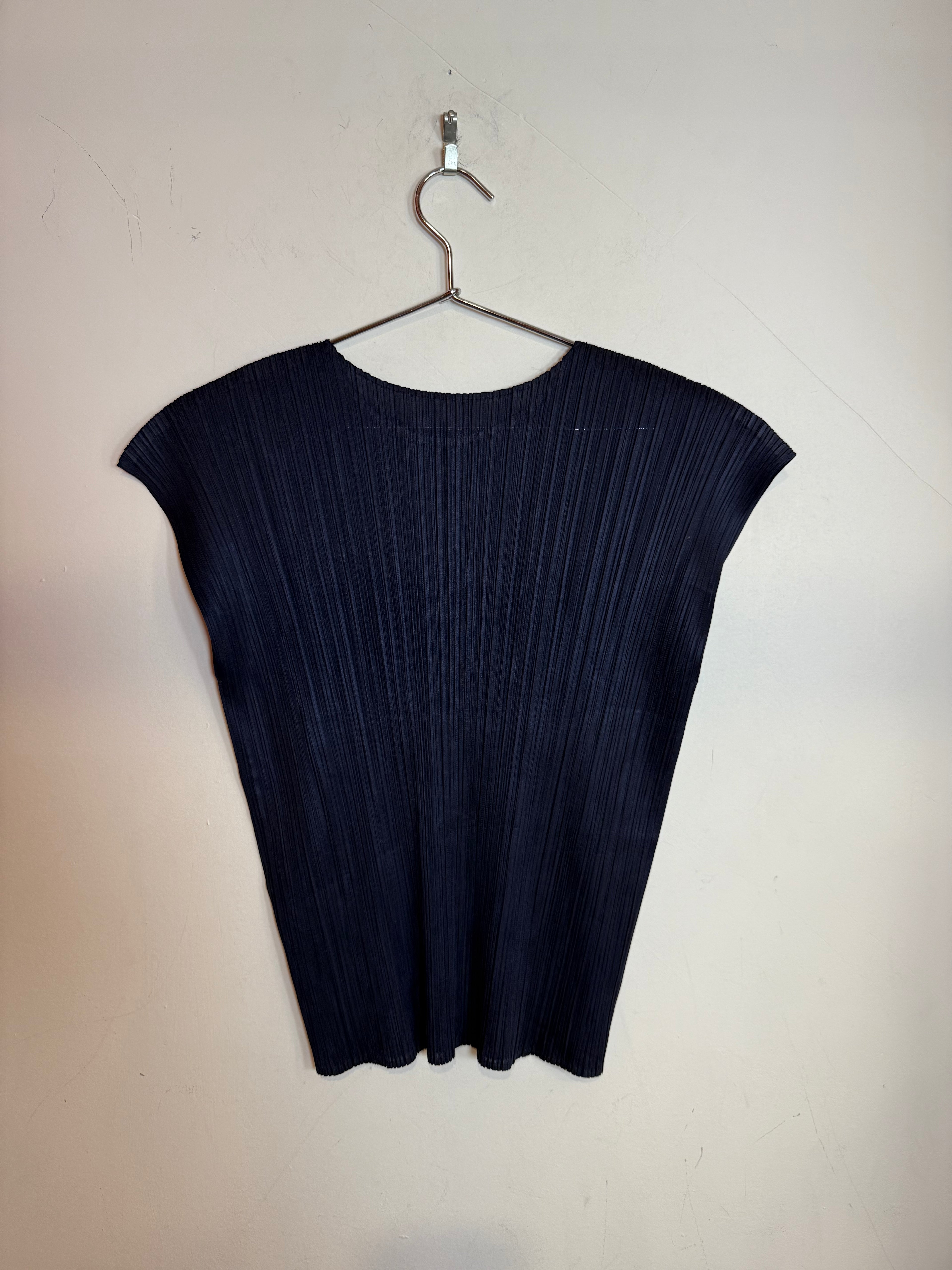Issey Miyake "Pleats Please" Blue Top