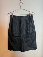 Vivienne Tam Black Leather A Line Mini Skirt Size 1