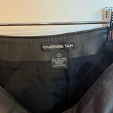 Vivienne Tam Black Leather A Line Mini Skirt Size 1
