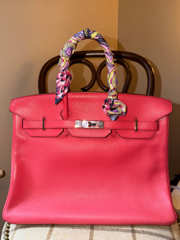 Hermes Birkin 35 Bougainvillea Clemence Leather (N, 2010) Full Set