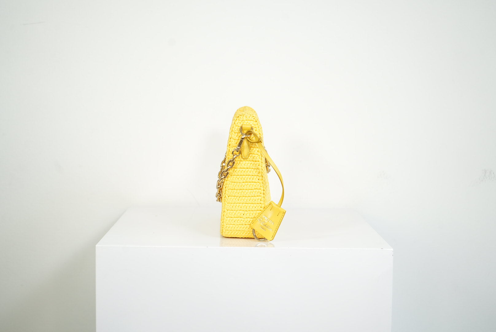Prada Yellow Raffia Re-Edition 2005 Small Shoulder Bag W/Dust Bag