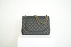 Chanel Black Caviar Leather Maxi Double Flap Bag Full Set