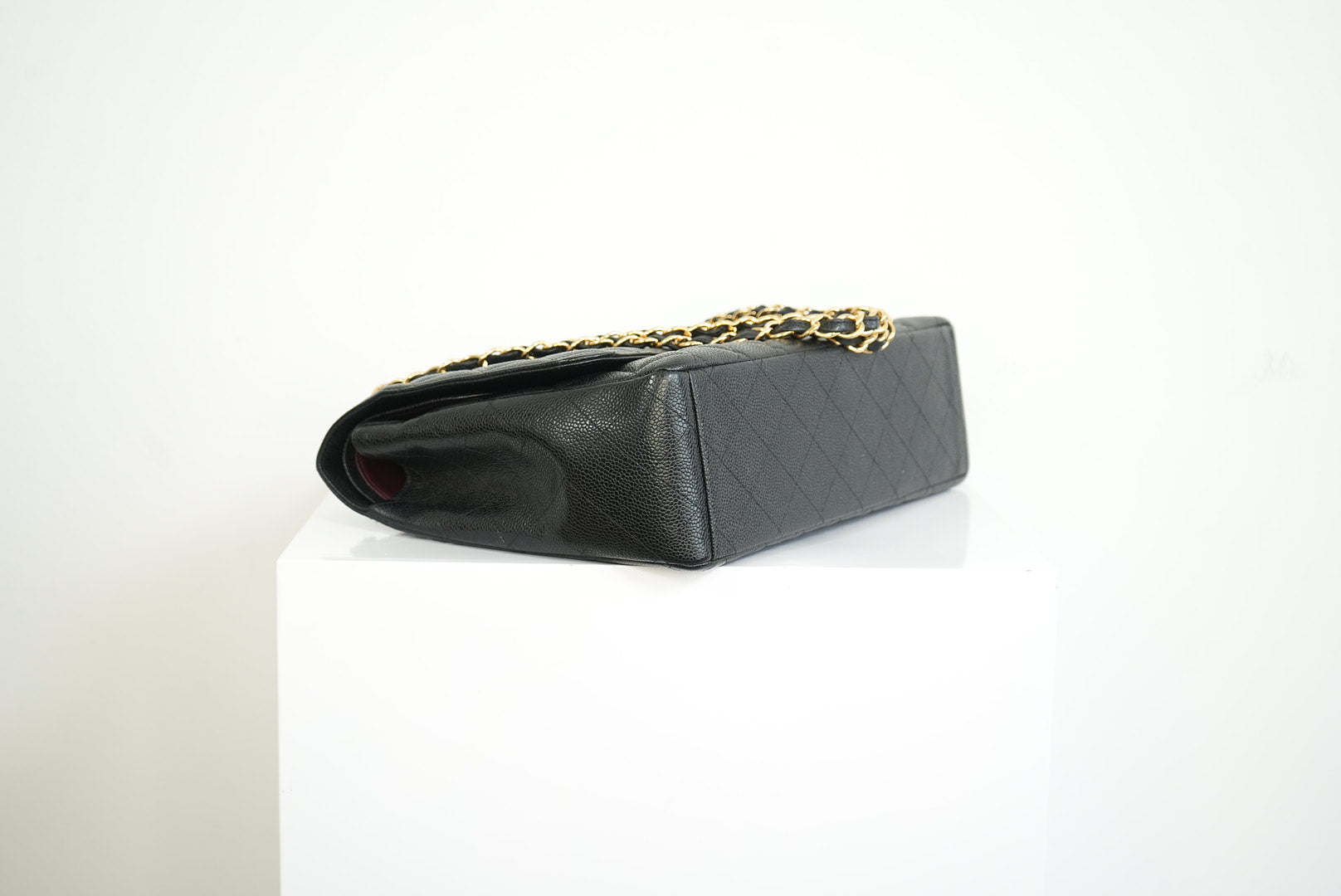 Chanel Black Caviar Leather Maxi Double Flap Bag Full Set
