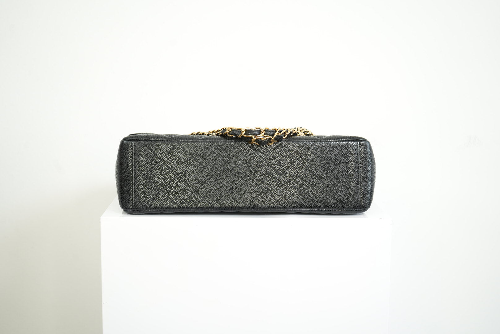 Chanel Black Caviar Leather Maxi Double Flap Bag Full Set
