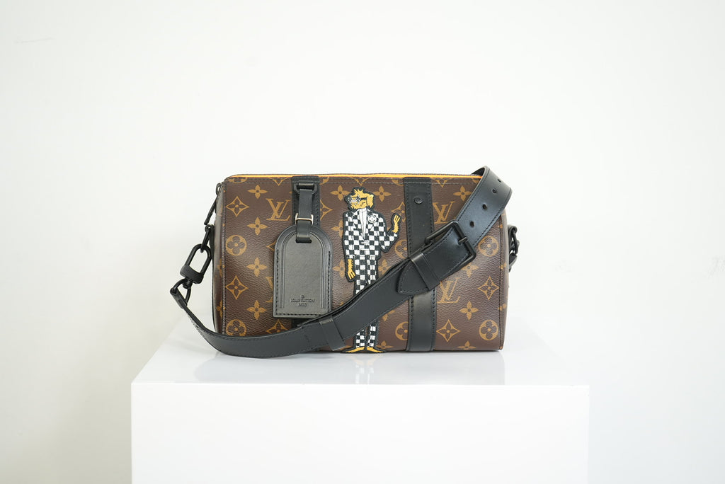 Louis Vuitton 2010 Macassar "Zoom w/Friends City" Keepall w/strap + dustbag