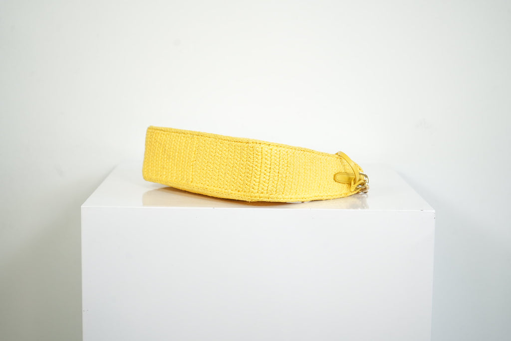 Prada Yellow Raffia Re-Edition 2005 Small Shoulder Bag W/Dust Bag