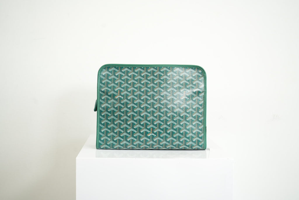 Goyard Green Goyardine Jouvence Toiletry Pouch MM W/Dust Bag
