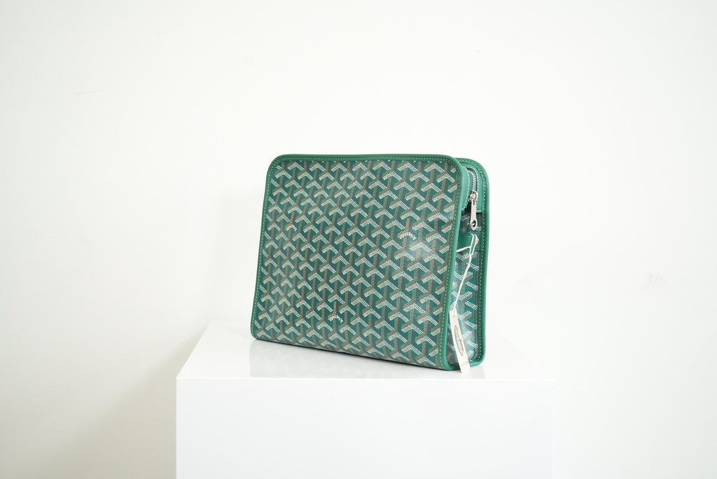 Goyard Green Goyardine Jouvence Toiletry Pouch MM W/Dust Bag