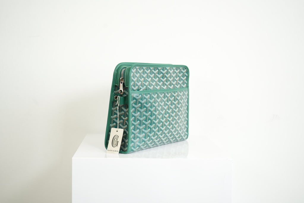 Goyard Green Goyardine Jouvence Toiletry Pouch MM W/Dust Bag