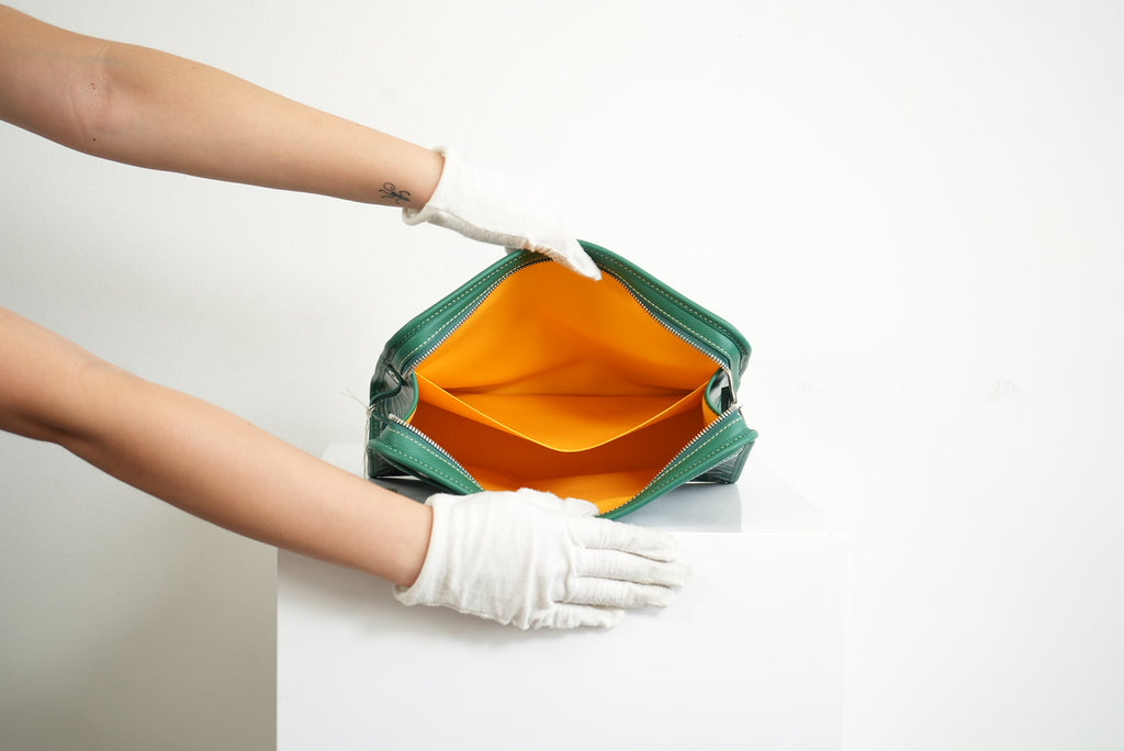 Goyard Green Goyardine Jouvence Toiletry Pouch MM W/Dust Bag