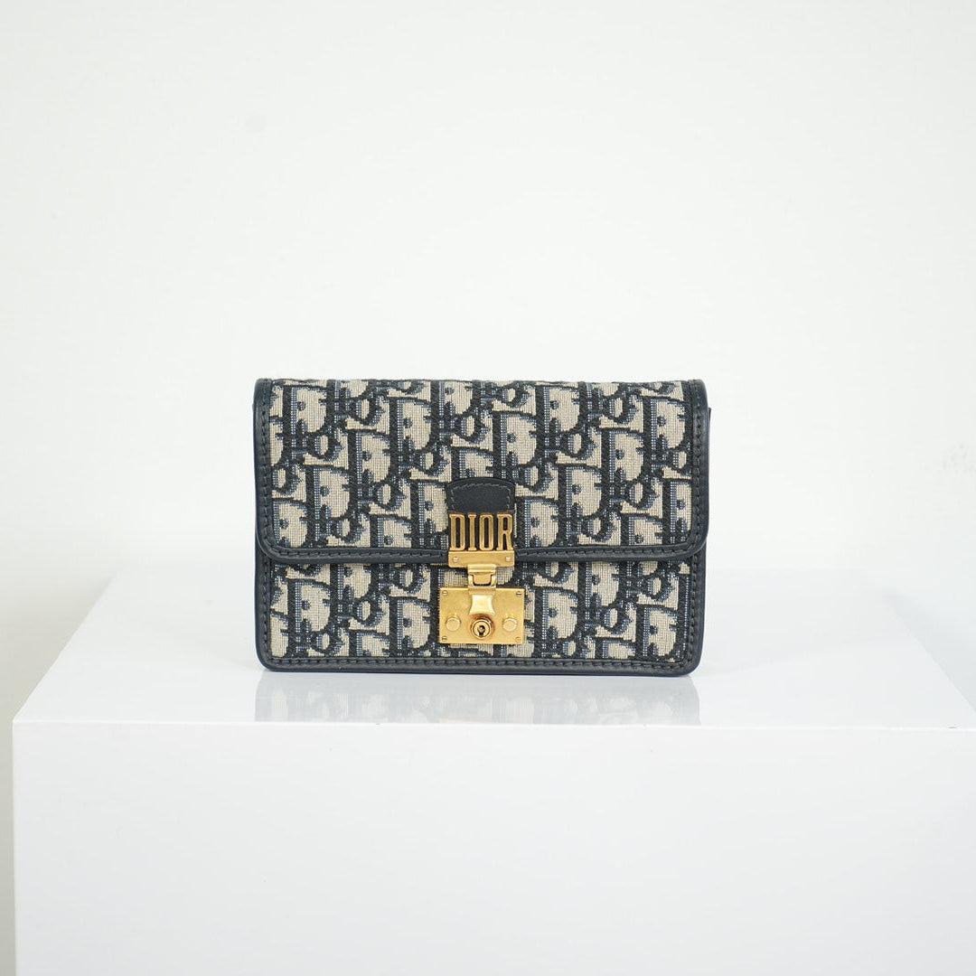 Christian Dior Dioraddict Oblique Wallet On Chain W/ Dustbag