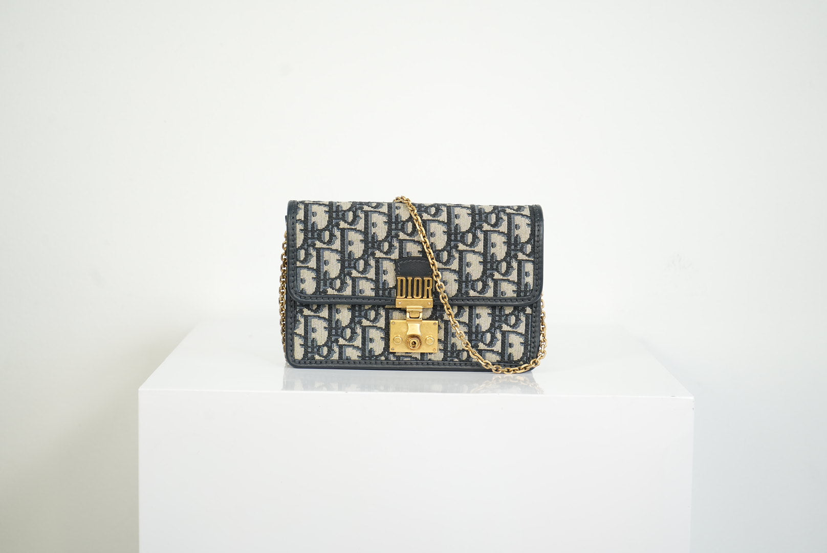 Christian Dior Dioraddict Oblique Wallet On Chain W/ Dustbag