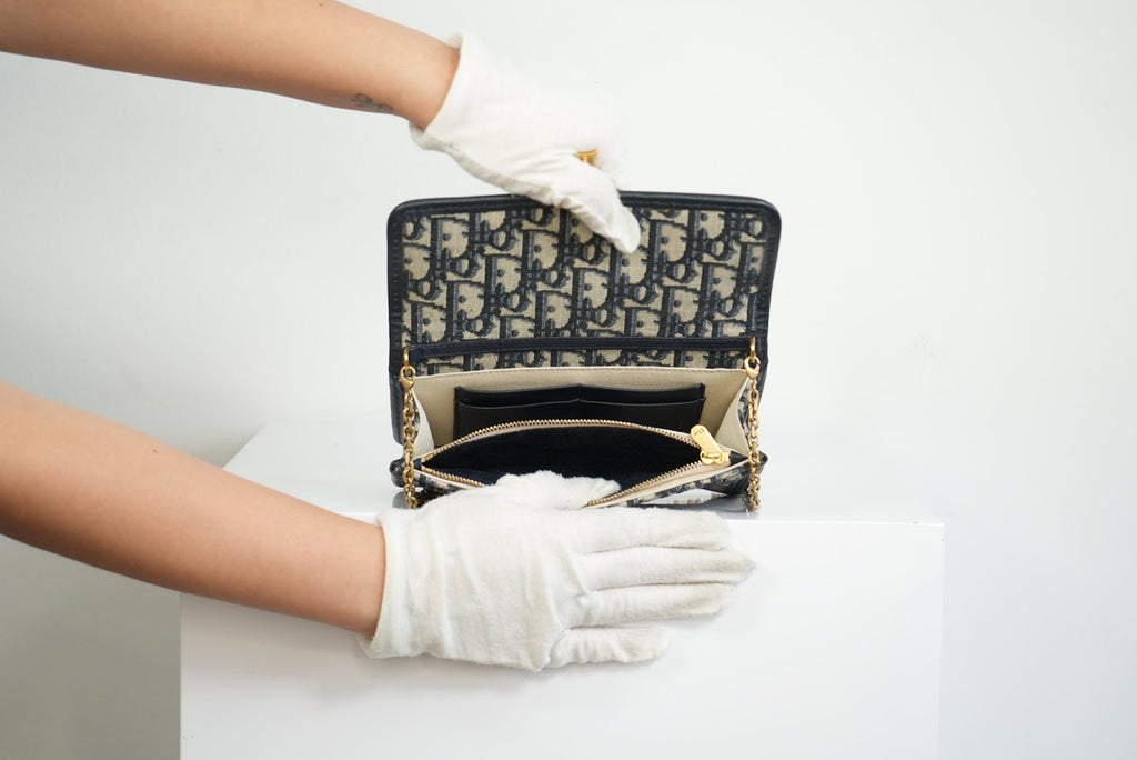 Christian Dior Dioraddict Oblique Wallet On Chain W/ Dustbag