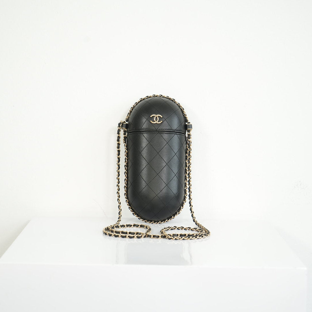 Chanel Quilted Chain Around Phone Holder W/Dust Bag