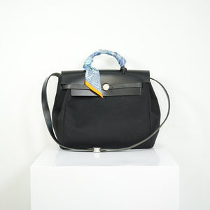 Hermès Herbag Zip 31 Black toile + Vache Hunter, PHW