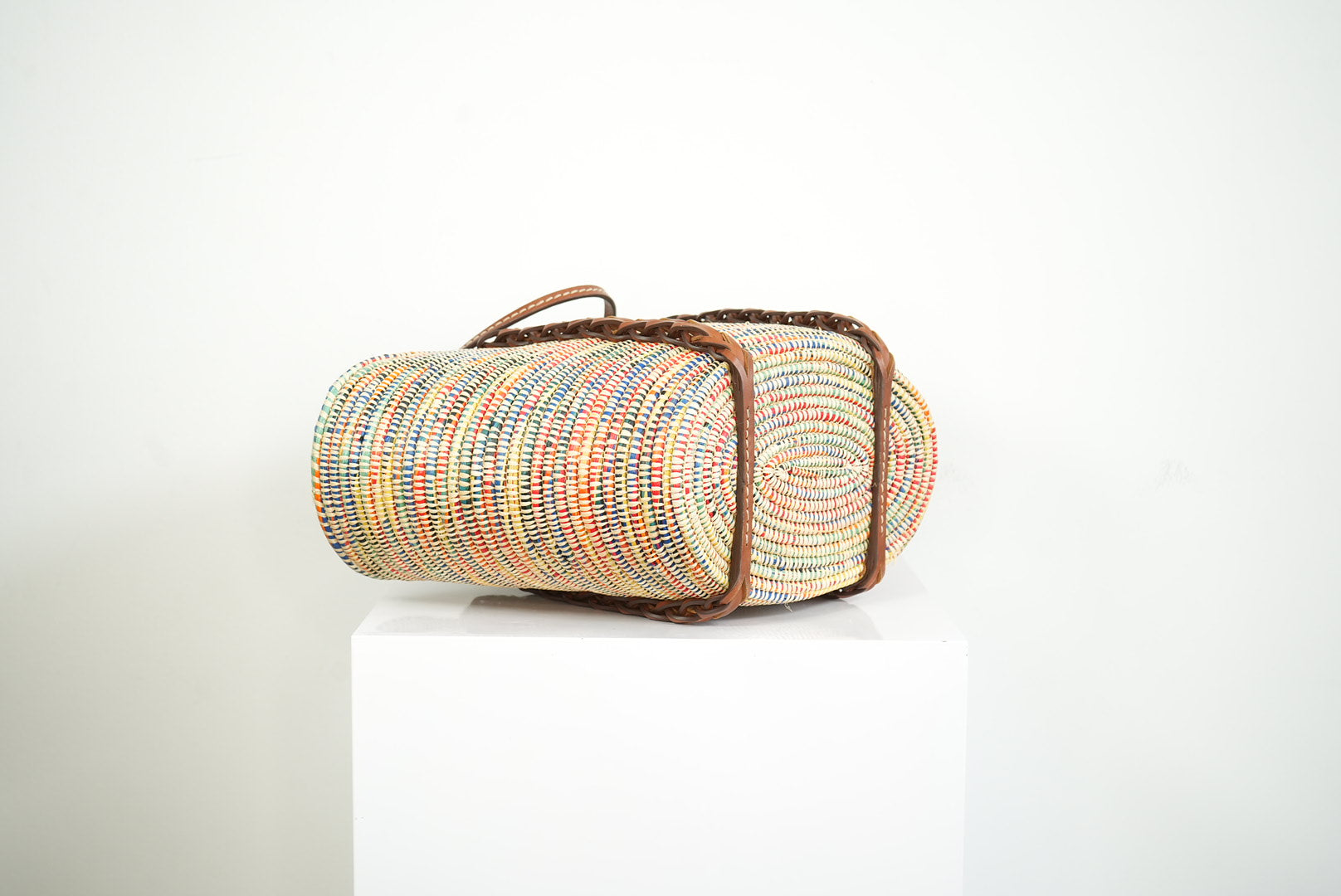 Prada Paglia Vitello Woven Multicolor Raffia Basket Tote