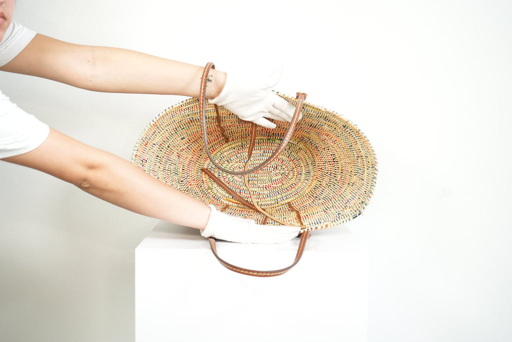 Prada Paglia Vitello Woven Multicolor Raffia Basket Tote