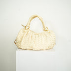 Miu Miu White Leather Woven Handle Bag