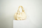 Miu Miu White Leather Woven Handle Bag