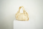 Miu Miu White Leather Woven Handle Bag