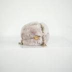 Chanel Purple Rabbit Fur Round Clutch W/Chain and Dust Bag