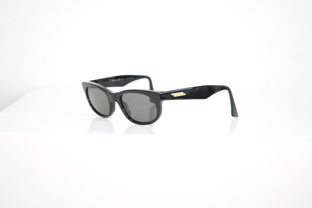 Bottega Veneta black rectangular sunglasses, full set
