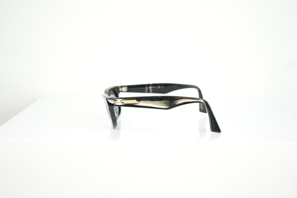 Bottega Veneta black rectangular sunglasses, full set