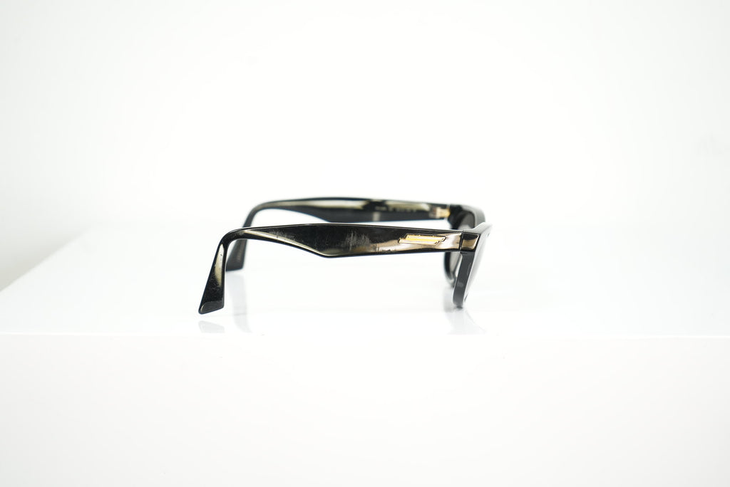 Bottega Veneta black rectangular sunglasses, full set
