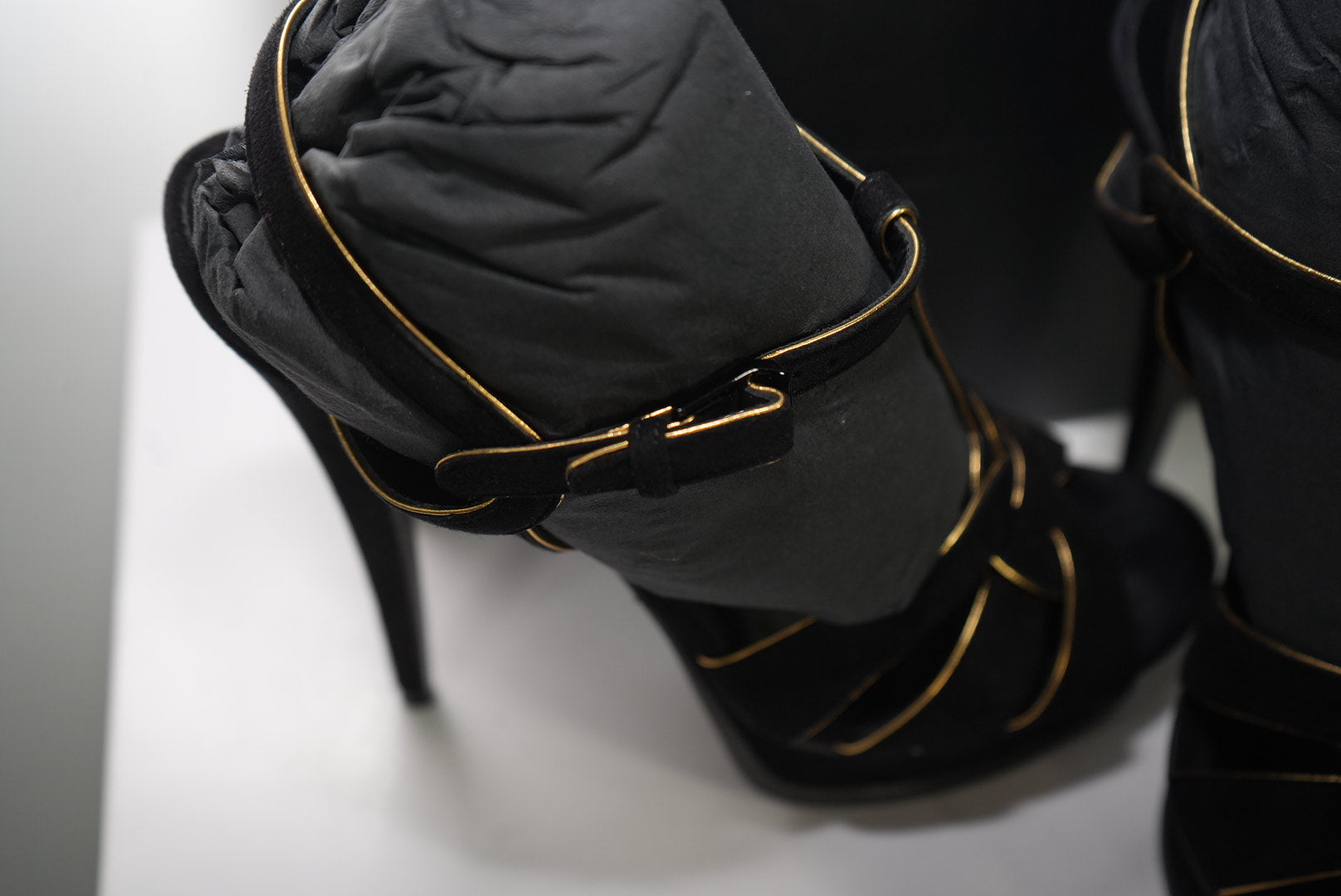 Saint Laurent Black Suede tribute Platform Sandals