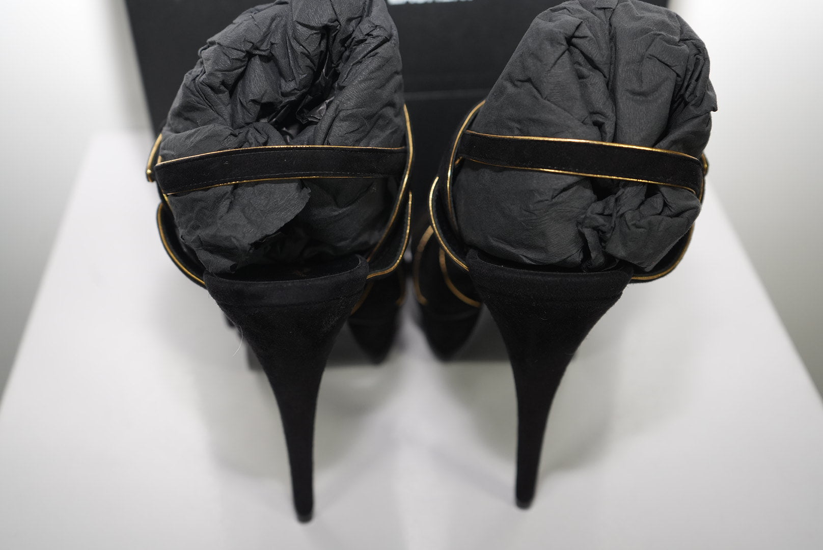 Saint Laurent Black Suede tribute Platform Sandals