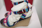 Valentino Garavani Vlogo Pop Baiadera Espadrille Platform Wedge Sandal Size 39