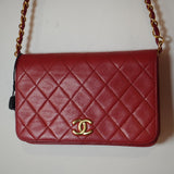Vintage Chanel Metalesse Red Quilted Lambskin Single Flap Crossbody Bag