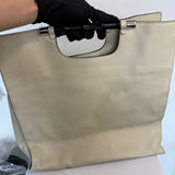 Gucci Medium Calfskin Bamboo Daily Shopper Toe Bag Light Beige