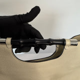 Gucci Medium Calfskin Bamboo Daily Shopper Toe Bag Light Beige