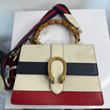 Gucci Calfskin Bamboo Web Medium Dionysus Top Handle Bag