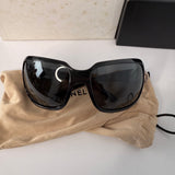Vintage Y2K Chanel 6023 Shield Sunglasses Black with Silver-Tone CC Logo