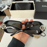 Vintage Y2K Chanel 6023 Shield Sunglasses Black with Silver-Tone CC Logo