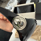 Vintage Y2K Chanel 6023 Shield Sunglasses Black with Silver-Tone CC Logo