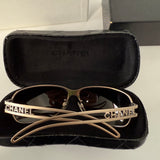 Vintage Chanel 4149 Logo Metal Frame Sunglasses Metallic Copper