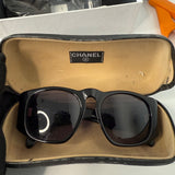 Vintage Chanel 01450 CC Quilted Wellington Sunglasses Black