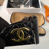 Vintage Chanel 01450 CC Quilted Wellington Sunglasses Black