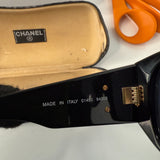 Vintage Chanel 01450 CC Quilted Wellington Sunglasses Black