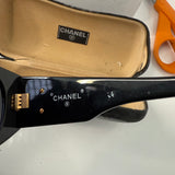 Vintage Chanel 01450 CC Quilted Wellington Sunglasses Black
