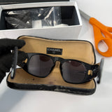 Vintage Chanel 01450 CC Quilted Wellington Sunglasses Black
