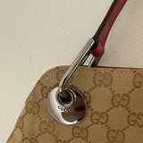Gucci GG Canvas Eclipse Tote Bag w/ Red Leather Trim