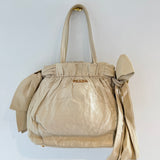 Vintage Prada Nappa Antique Bow Bag Beige